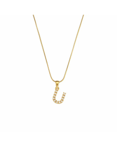 Temperament 26 Letter Plating Inlaid Pearls Stainless Steel Pearl Necklace