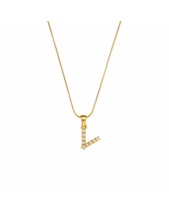 Temperament 26 Letter Plating Inlaid Pearls Stainless Steel Pearl Necklace