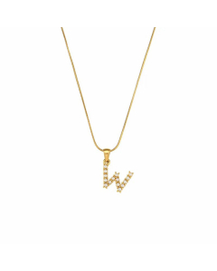 Temperament 26 Letter Plating Inlaid Pearls Stainless Steel Pearl Necklace