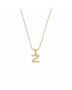 Temperament 26 Letter Plating Inlaid Pearls Stainless Steel Pearl Necklace