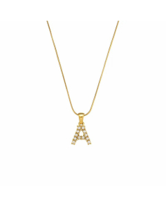 Temperament 26 Letter Plating Inlaid Pearls Stainless Steel Pearl Necklace