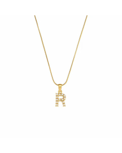 Temperament 26 Letter Plating Inlaid Pearls Stainless Steel Pearl Necklace