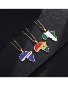 Fashion Titanium Steel Africa Map Nigeria Ghana Somalia Map Pendant Necklace