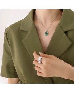 Fashion Water Drop Necklace Plating Titanium Steel Wholesale-Steel Color-01