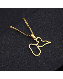 Fashion Ethnic Style Stainless Steel Simple French Guadeloupe Map Pendant Necklace-Gold Color-01