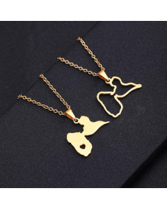 Fashion Ethnic Style Stainless Steel Simple French Guadeloupe Map Pendant Necklace
