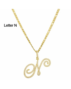 Fashion Stainless Steel Simple Large Hip Hop Letters Pendant Necklace