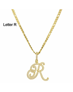 Fashion Stainless Steel Simple Large Hip Hop Letters Pendant Necklace