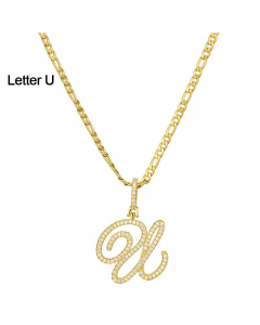 Fashion Stainless Steel Simple Large Hip Hop Letters Pendant Necklace