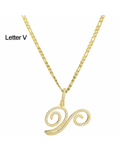 Fashion Stainless Steel Simple Large Hip Hop Letters Pendant Necklace