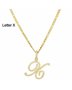 Fashion Stainless Steel Simple Large Hip Hop Letters Pendant Necklace