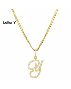 Fashion Stainless Steel Simple Large Hip Hop Letters Pendant Necklace