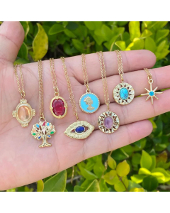 Women Fashion Tree Star Eye Stainless Steel Necklace Plating Zircon 1 Piece
