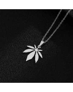 Fashion Retro Titanium Steel Simple Maple Leaf Pendant Necklace