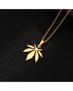 Fashion Retro Titanium Steel Simple Maple Leaf Pendant Necklace