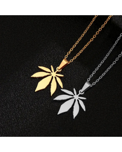 Fashion Retro Titanium Steel Simple Maple Leaf Pendant Necklace