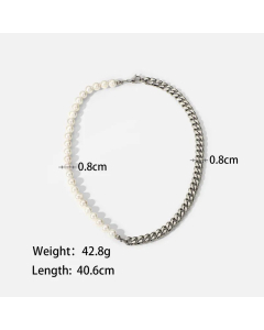 Daily Electroplating Artificial Pearl Stainless Steel Necklaces Fashion Stainless Steel Geometric Pattern Necklace