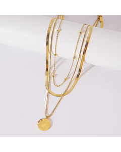 New Style Queen Coin Pendant Clavicle Chain Multi-Layer Titanium Steel Necklace