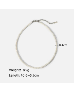 Fashion Imitation Pearl Geometric Pattern Necklace Electroplating Stainless Steel Necklaces