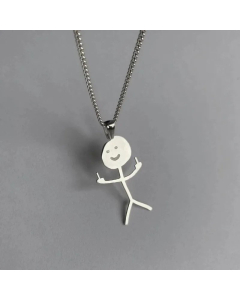 Daily Electroplating Titanium Steel Cute Cartoon Character Graffiti Necklace 1 Piece