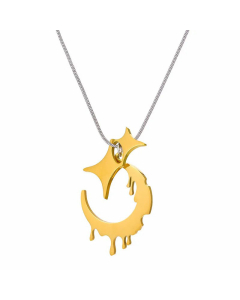 Fashion  Irregular Moon Stainless Steel Necklace Daily Unset