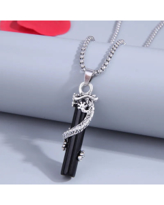 Fashion Silvery Dragon Shape Stainless Steel Unisex Long Necklace