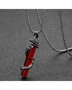 Fashion Silvery Dragon Shape Stainless Steel Unisex Long Necklace
