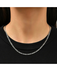 Classic Fashion Silvery Figaro Chain Unisex Stainless Steel Necklace