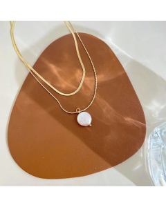 Women Sweet Pearl Plating Stainless Steel Necklaces Geometric Stainless Steel Necklace 