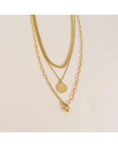 Women Fashion Portrait Stainless Steel Necklace Double Layer Plating Stainless Steel Necklaces