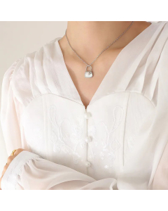 Women Fashion Geometric Titanium Steel Necklace Plating Artificial Pearls Bag Stainless Steel Necklaces