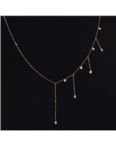 New Style Zircon Gold Plated Necklace Tassel Clavicle Chain Titanium Steel 
