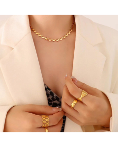 Women Fashion Plating No Inlaid Stainless Steel Necklaces Heart Titanium Steel Bracelets Necklace -Gold Color-01