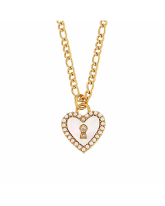 Women Plating Artificial Pearls Shell Stainless Steel Necklaces Elegant Fashion Heart Shape Stainless Steel Necklace
