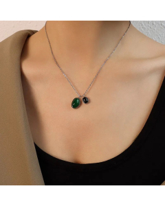 Double Irregular Pendant  Marka Black Agate Necklace Clavicle Chain Titanium Steel 18K Necklace For Women 