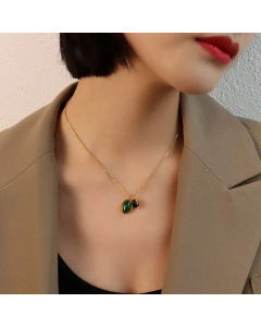 Double Irregular Pendant  Marka Black Agate Necklace Clavicle Chain Titanium Steel 18K Necklace For Women 