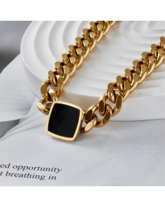 New Style Simple Square Oil Dripping Clavicle Chain  Stainless Steel Necklace