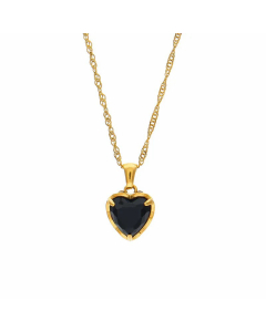 Fashion Plated 18K Black Zircon Necklace Heart Shaped Pendant Jewelry Stainless Steel 