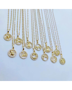 Women Fashion Simple Style 12 Constellation Titanium Steel Necklace 
