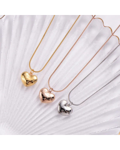 Women Simple Style Heart Shape Stainless Steel No Inlaid Pendant Necklace Carving Stainless Steel Necklaces