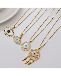 Women Retro Fashion Heart Titanium Steel Necklace Eye Stainless Steel Necklaces