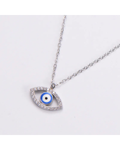 Women Fashion Inlay Rhinestone Stainless Steel Necklaces Eye Titanium Steel Pendant Necklace 