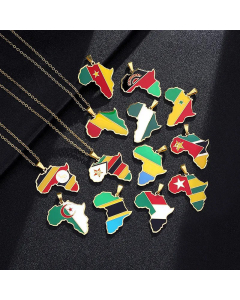Fashion Dripping Oil Stainless Steel Necklaces National Flag Stainless Steel Necklace 