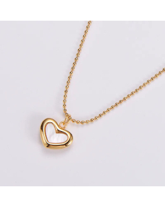 Women Plating Inlay Sheel Stainless Steel Necklaces Heart Stainless Steel Pendant Necklace