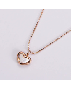 Women Plating Inlay Sheel Stainless Steel Necklaces Heart Stainless Steel Pendant Necklace