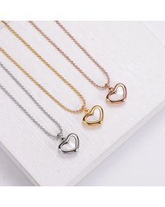 Women Plating Inlay Sheel Stainless Steel Necklaces Heart Stainless Steel Pendant Necklace