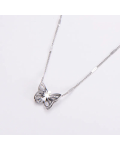 Women Fashion Butterfly Diamond Stainless Steel Necklaces Rhinestone Pendant Necklace 