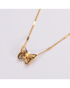 Women Fashion Butterfly Diamond Stainless Steel Necklaces Rhinestone Pendant Necklace 