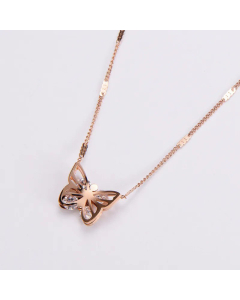 Women Fashion Butterfly Diamond Stainless Steel Necklaces Rhinestone Pendant Necklace 