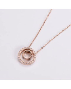 Women Fashion Round Rhinestone Pendant Necklace Diamond Stainless Steel Necklaces